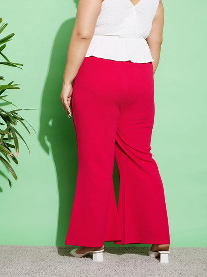 Women's Fuchsia Bell Bottom Pants