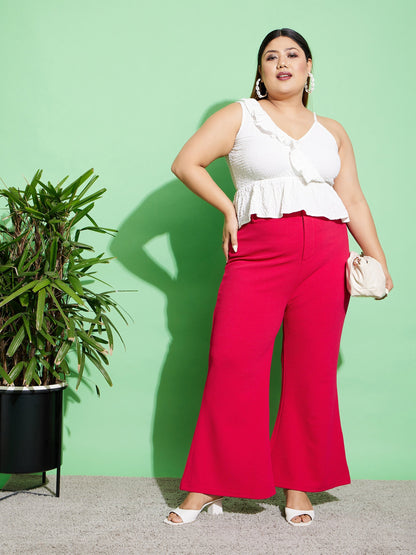 Women's Fuchsia Bell Bottom Pants