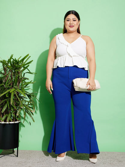 Women's Royal Blue Kick Pleats Pants