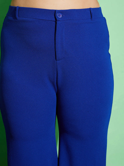 Women's Royal Blue Kick Pleats Pants