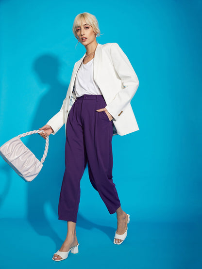 Women's Purple Stretch Knit Tapered Pants