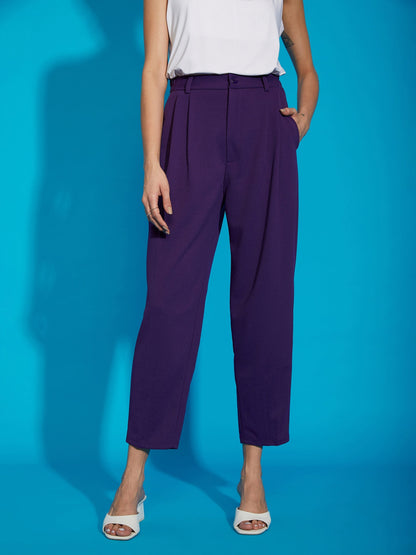 Women's Purple Stretch Knit Tapered Pants