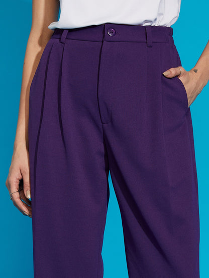 Women's Purple Stretch Knit Tapered Pants