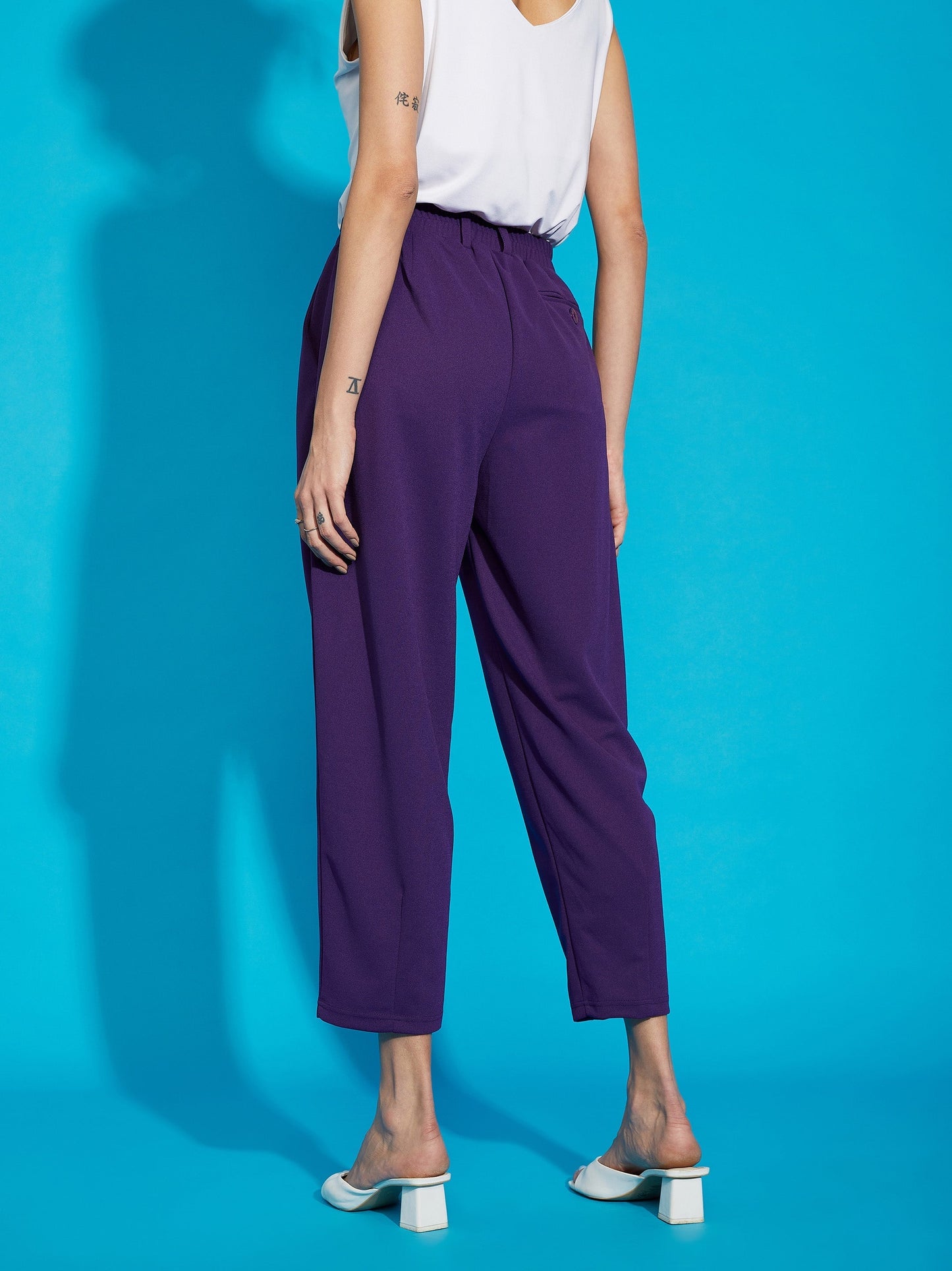 Women's Purple Stretch Knit Tapered Pants