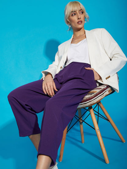Women's Purple Stretch Knit Tapered Pants