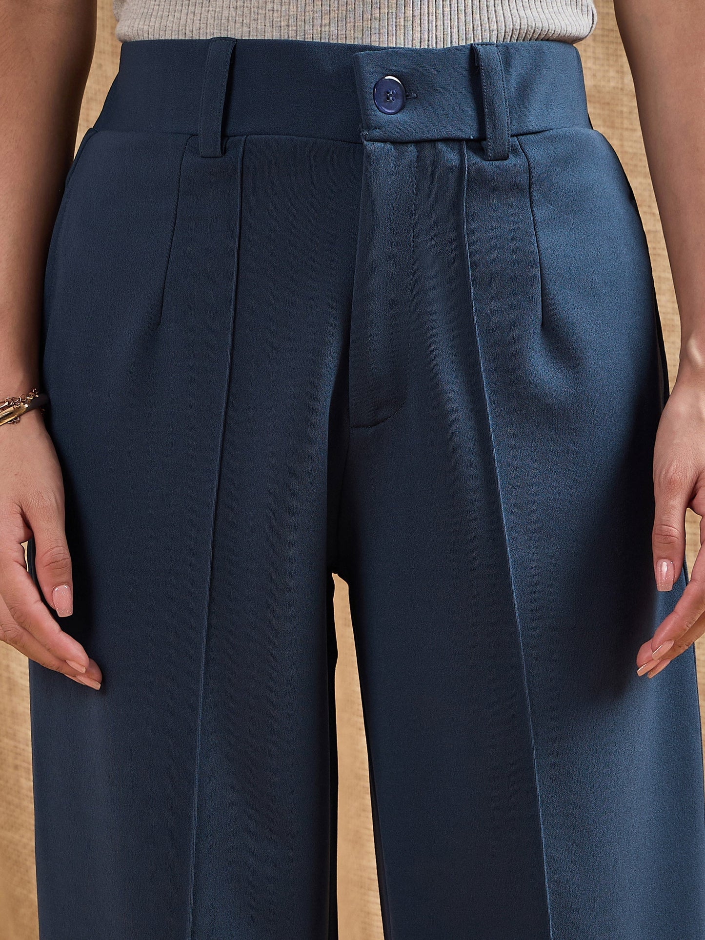 Women's Blue Solid Pant