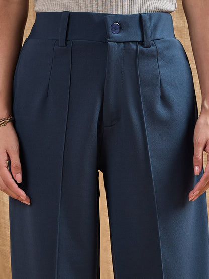 Women's Blue Solid Pant