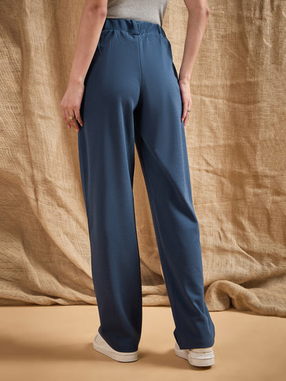 Women's Blue Solid Pant