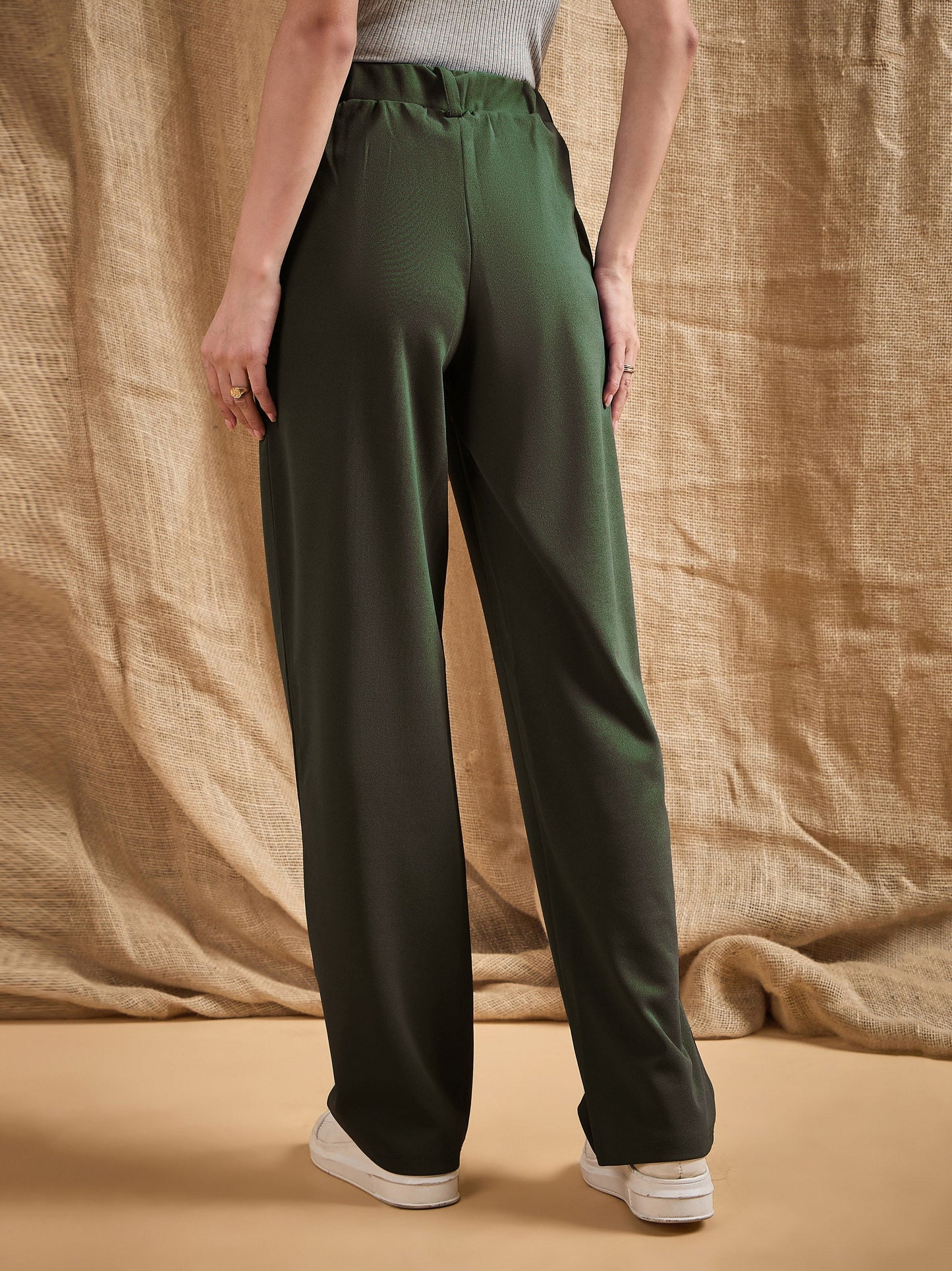 Women's Olive Solid Pant