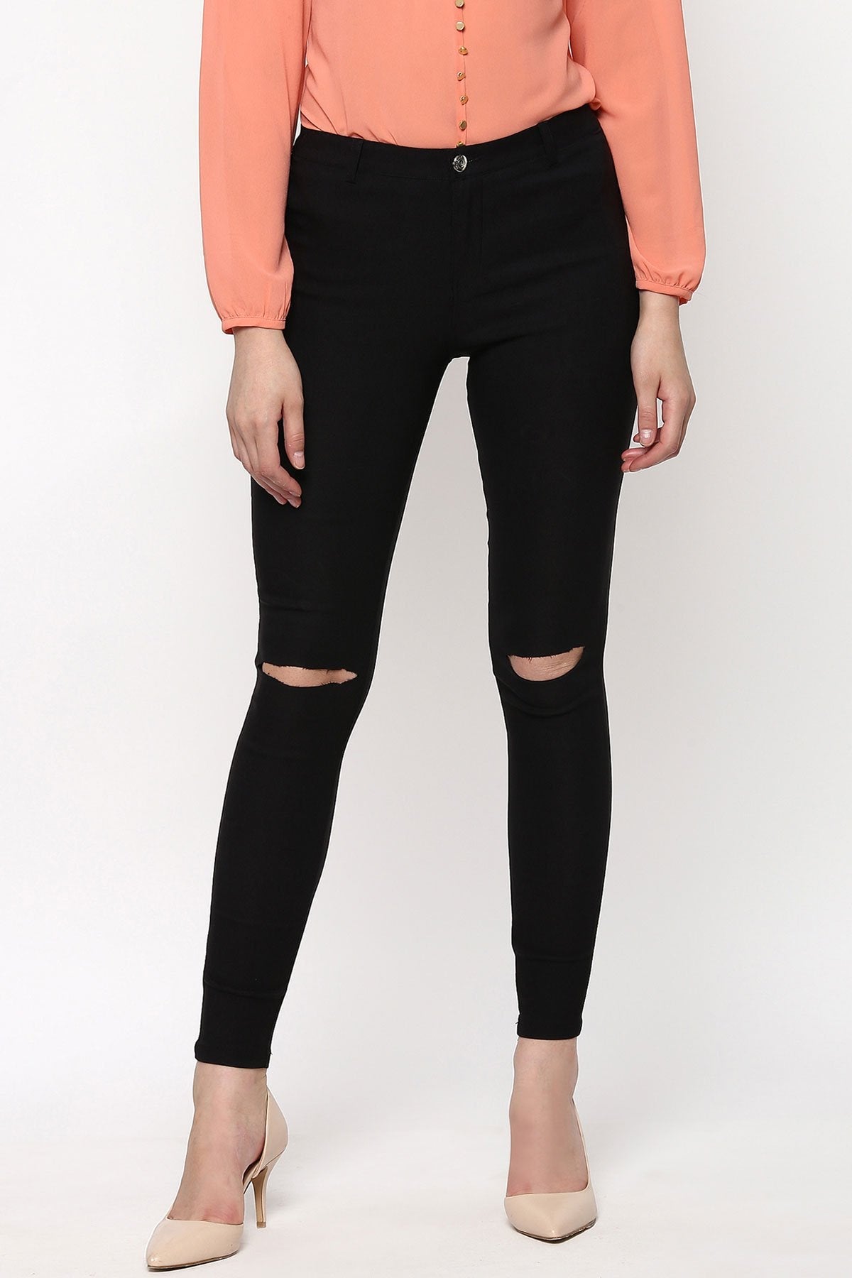 Women's Black Ripped Jegging