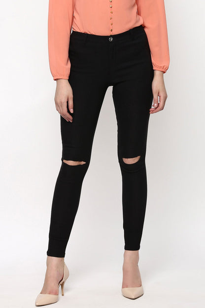 Women's Black Ripped Jegging