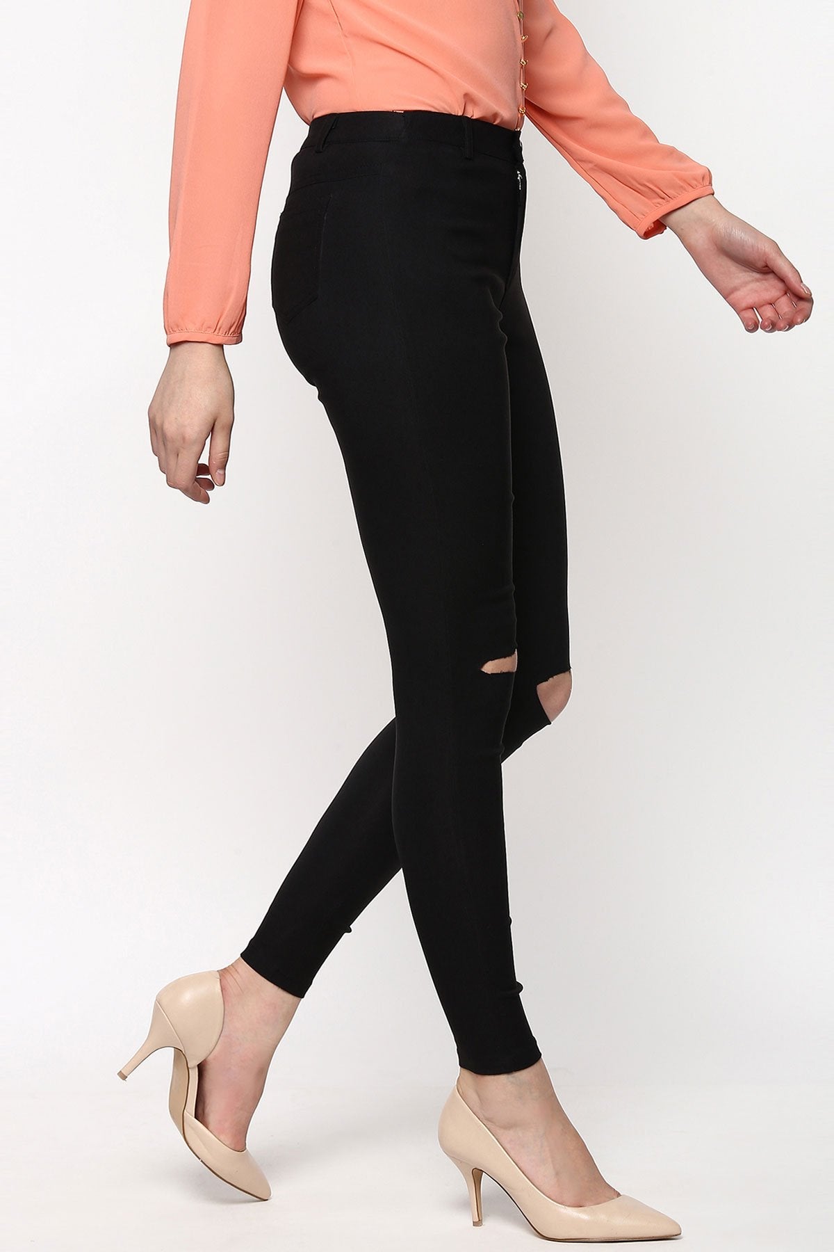 Women's Black Ripped Jegging