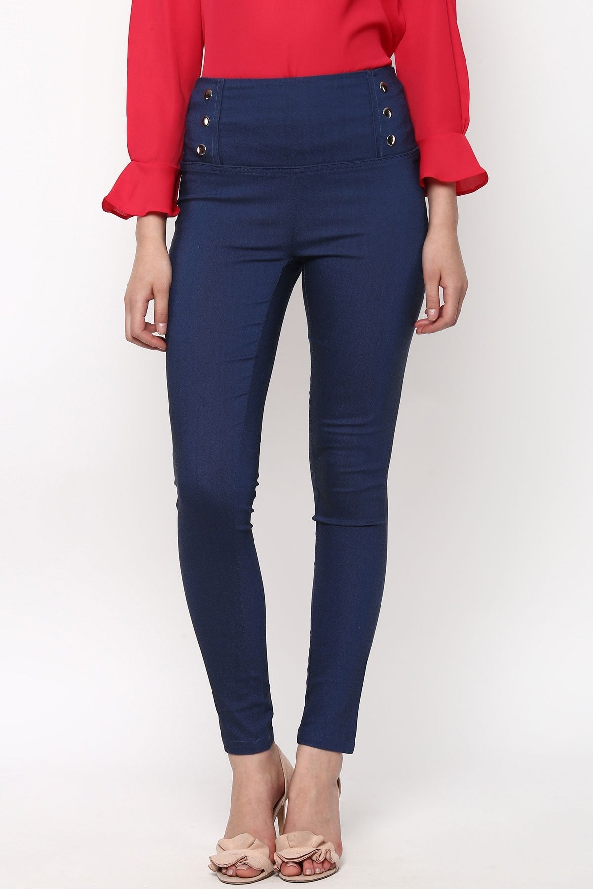 Women's High Waisted Blue Jeggings