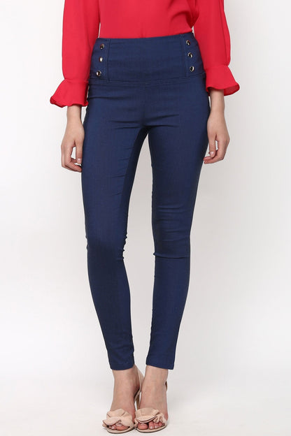 Women's High Waisted Blue Jeggings