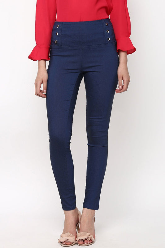 Women's High Waisted Blue Jeggings