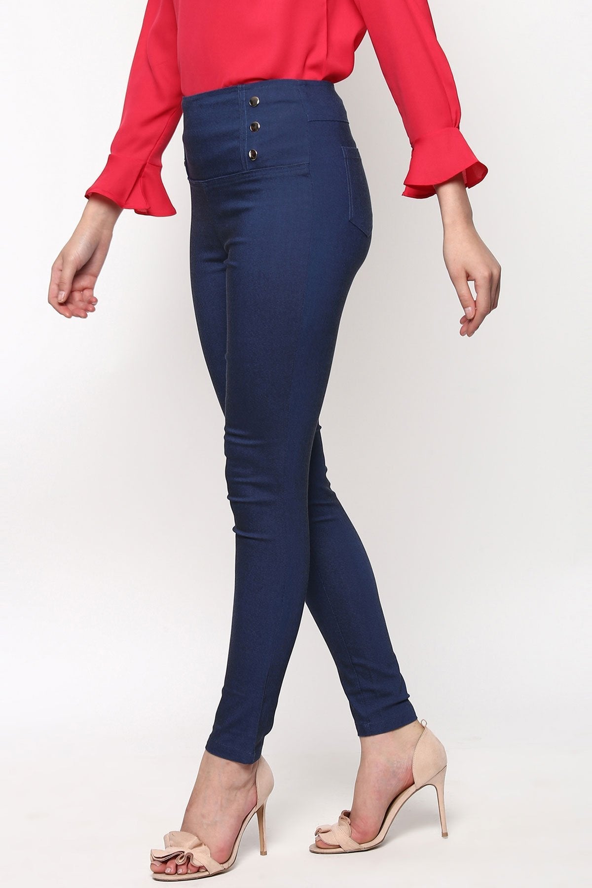 Women's High Waisted Blue Jeggings