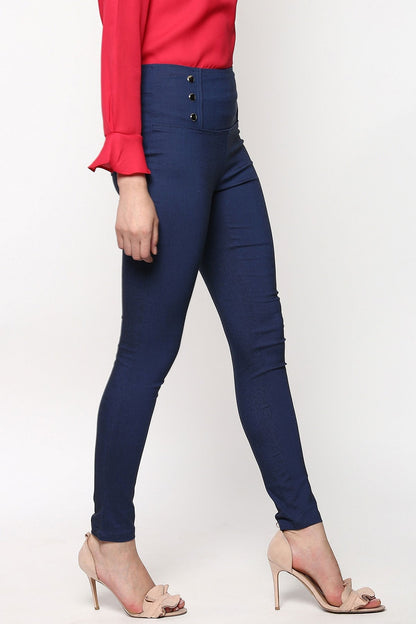 Women's High Waisted Blue Jeggings