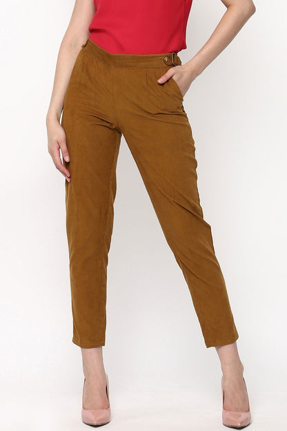 Women's Brown Corduroy Slim Pants
