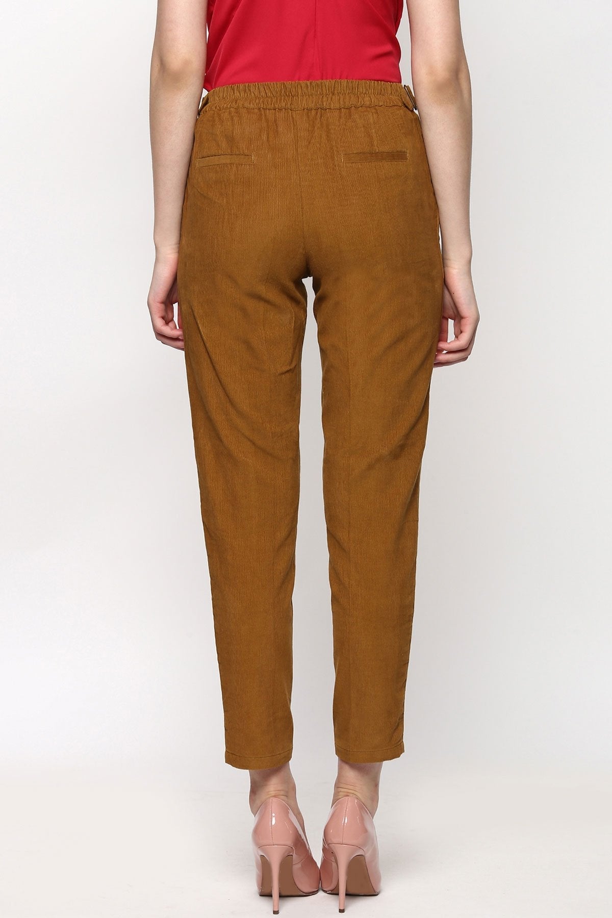 Women's Brown Corduroy Slim Pants