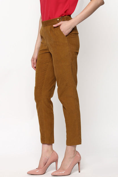 Women's Brown Corduroy Slim Pants