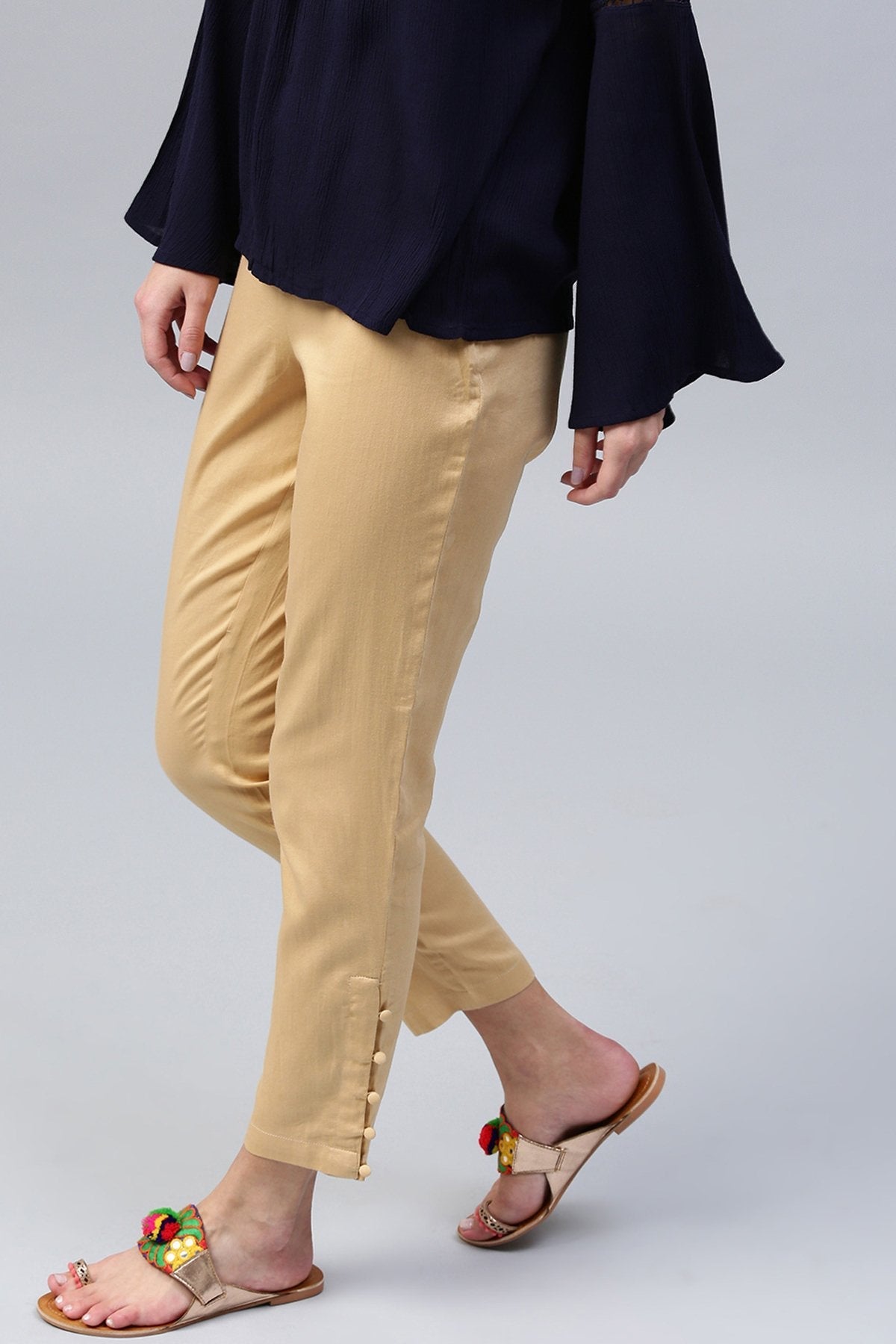 Women's Beige Pencil Pants