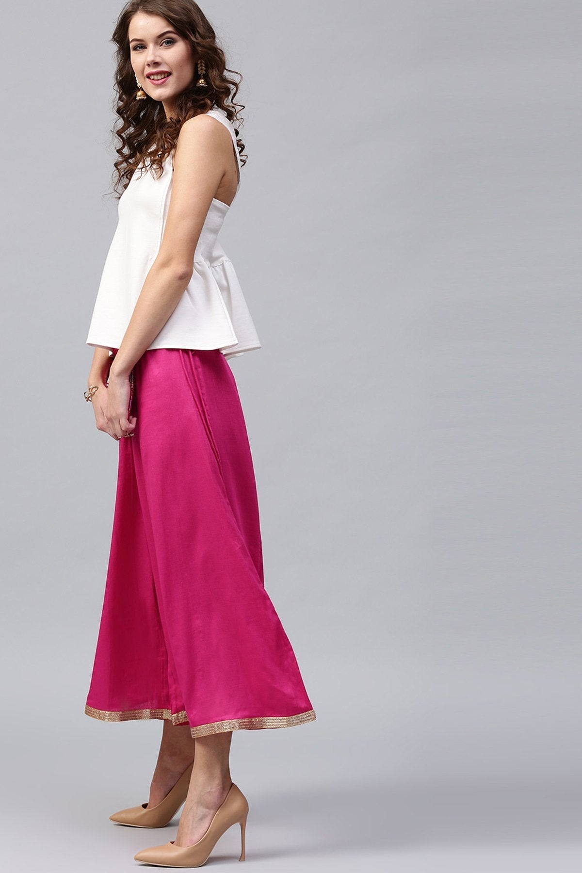 Women's Fuschia Flared Pants