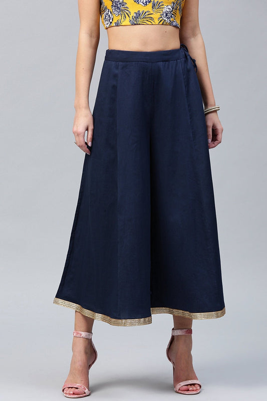 Women's Navy Flared Pants
