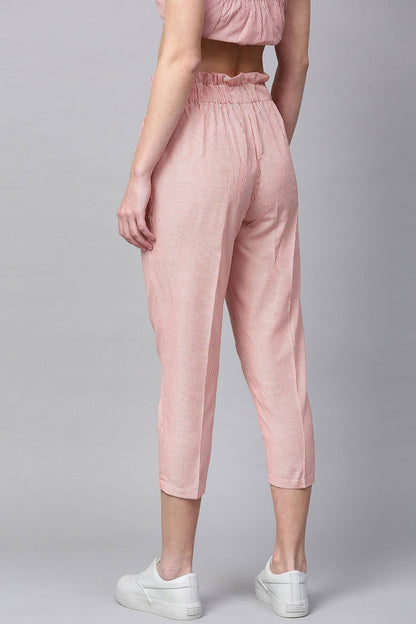 Women's Red Stripes Tapered Pants