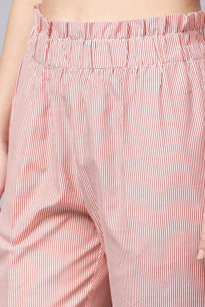 Women's Red Stripes Tapered Pants