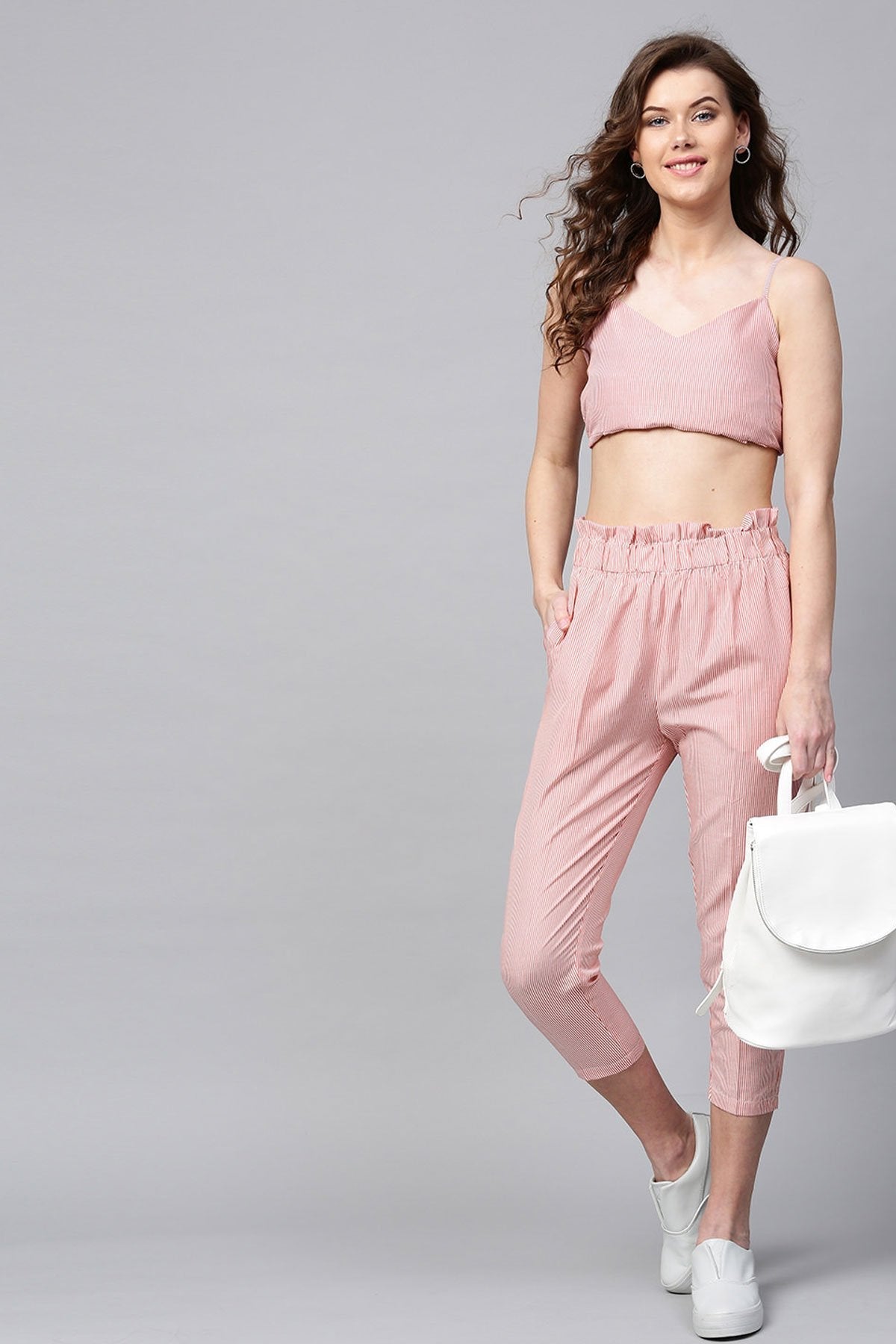 Women's Red Stripes Tapered Pants