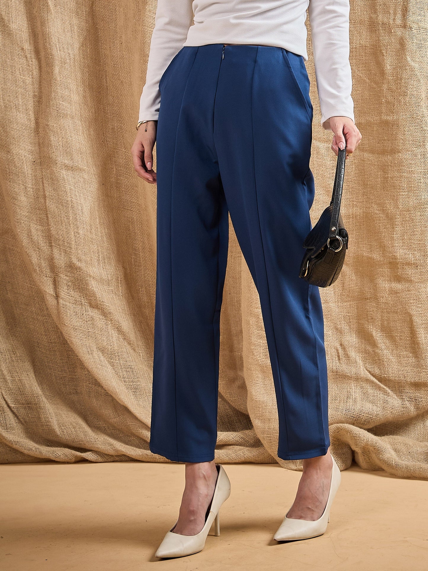 Women's Blue Solid Pant