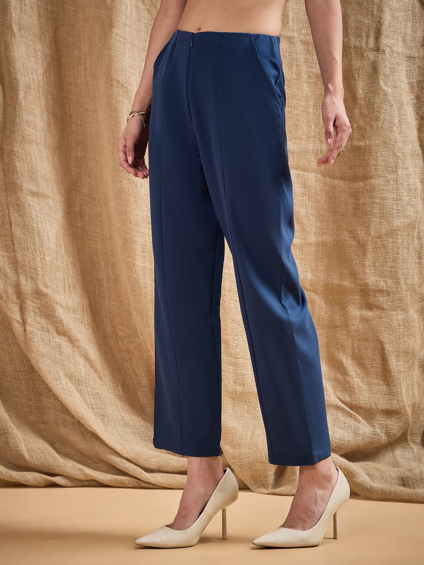 Women's Blue Solid Pant