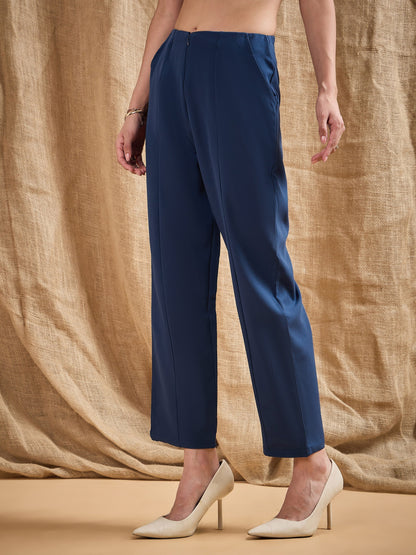 Women's Blue Solid Pant