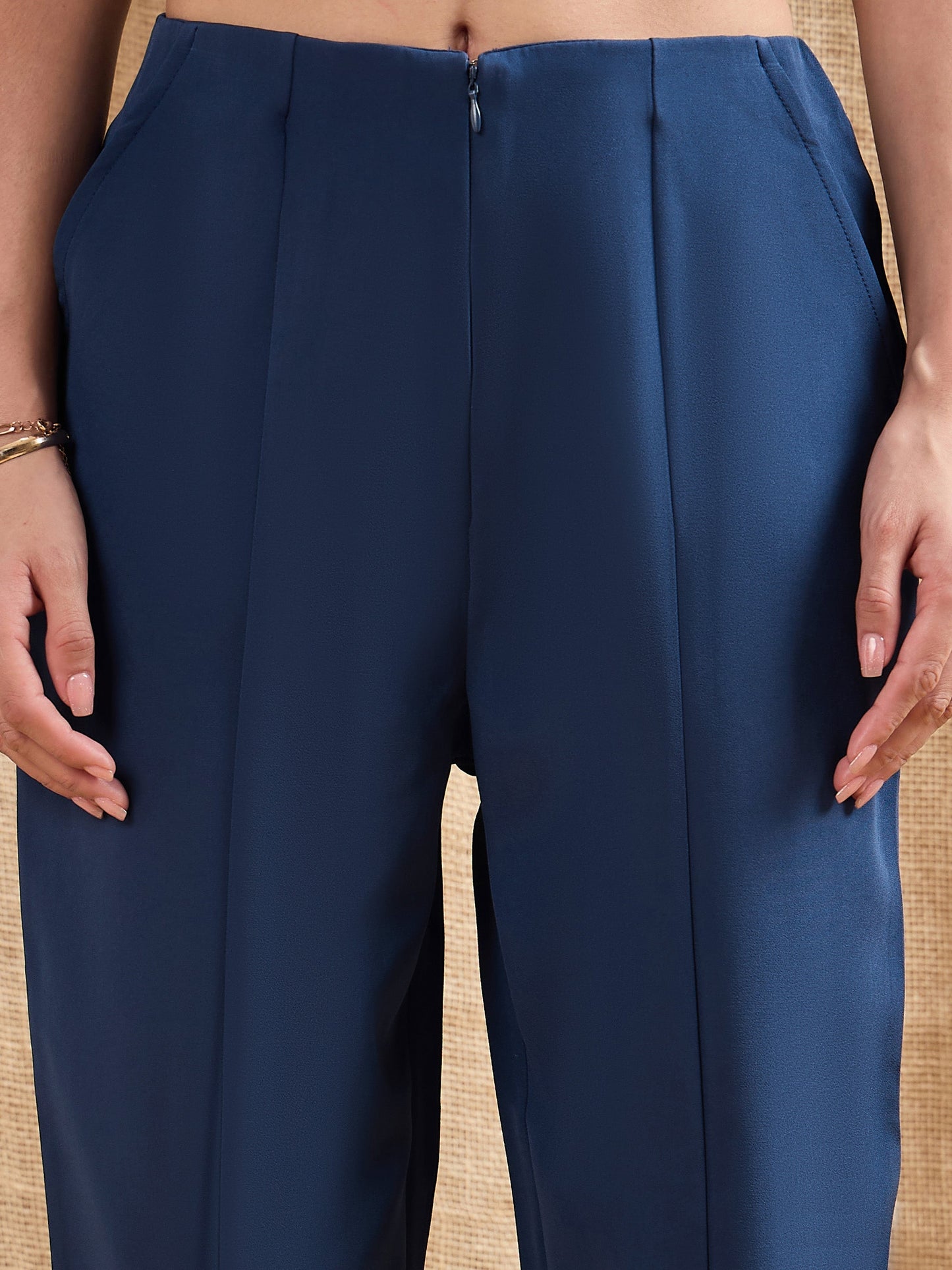Women's Blue Solid Pant