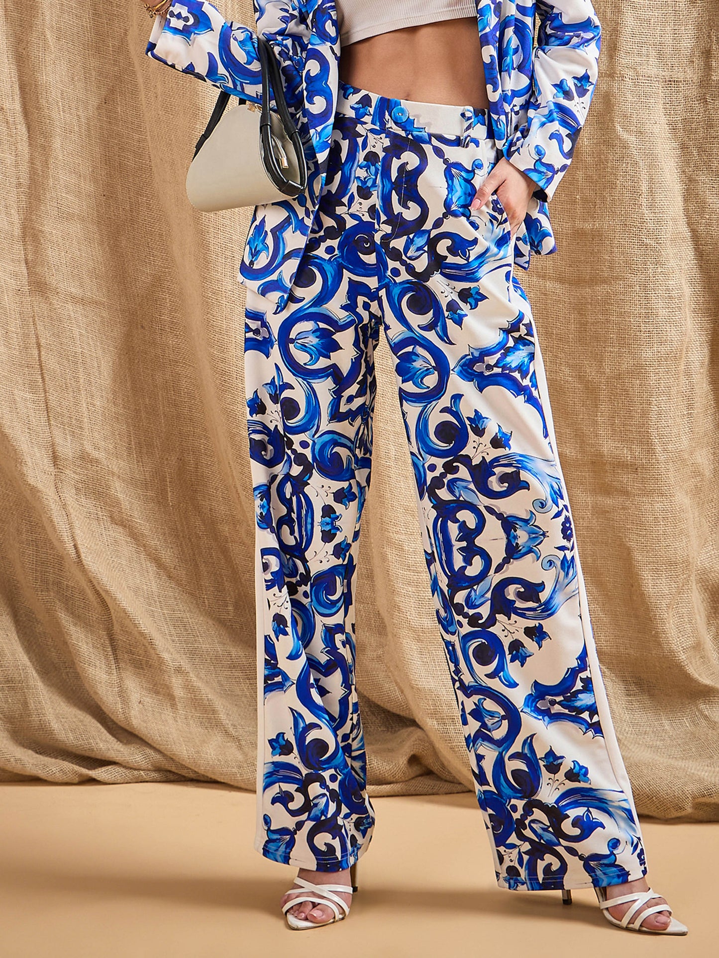 Women's Blue Printed Pant