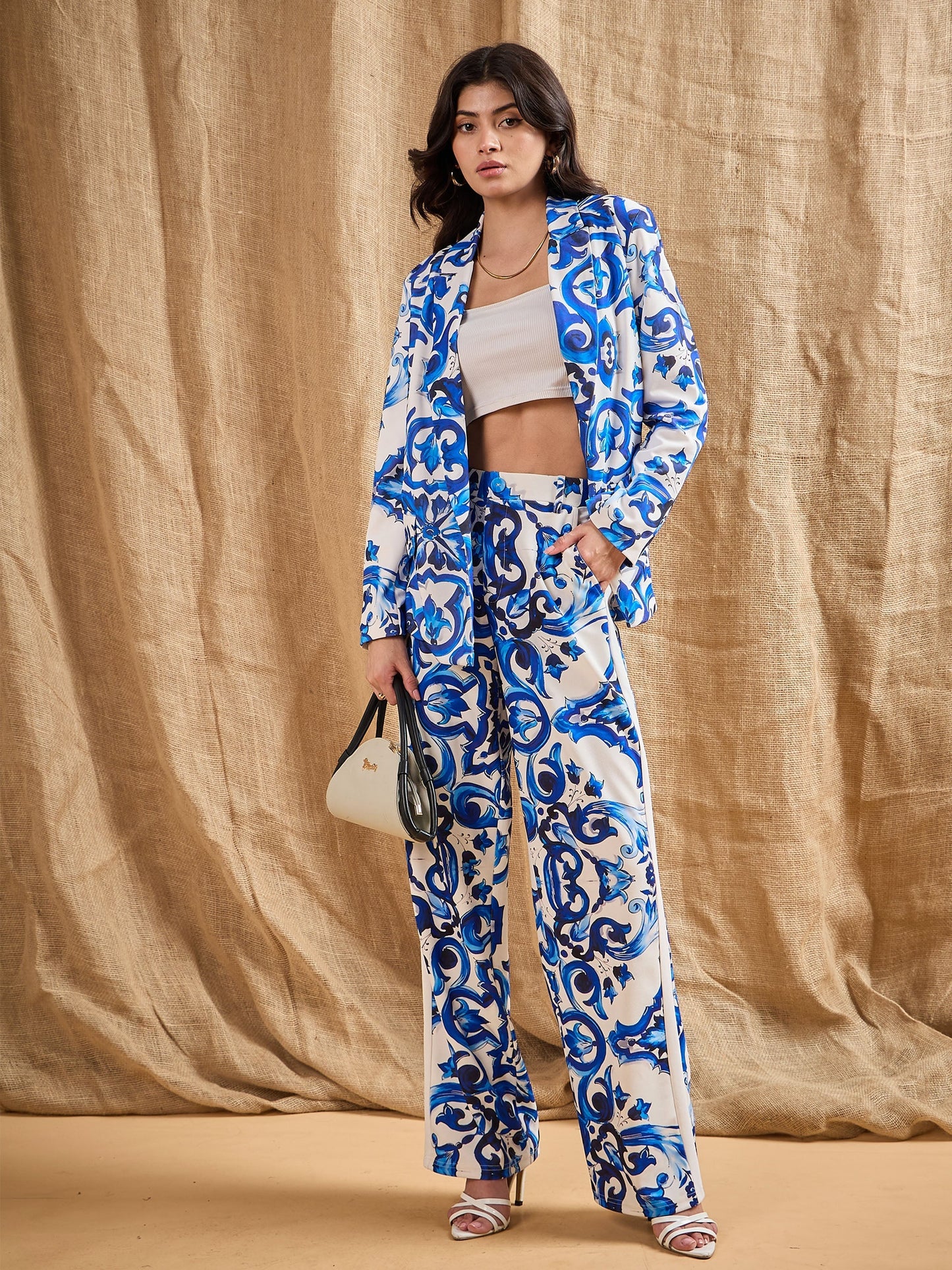 Women's Blue Printed Pant