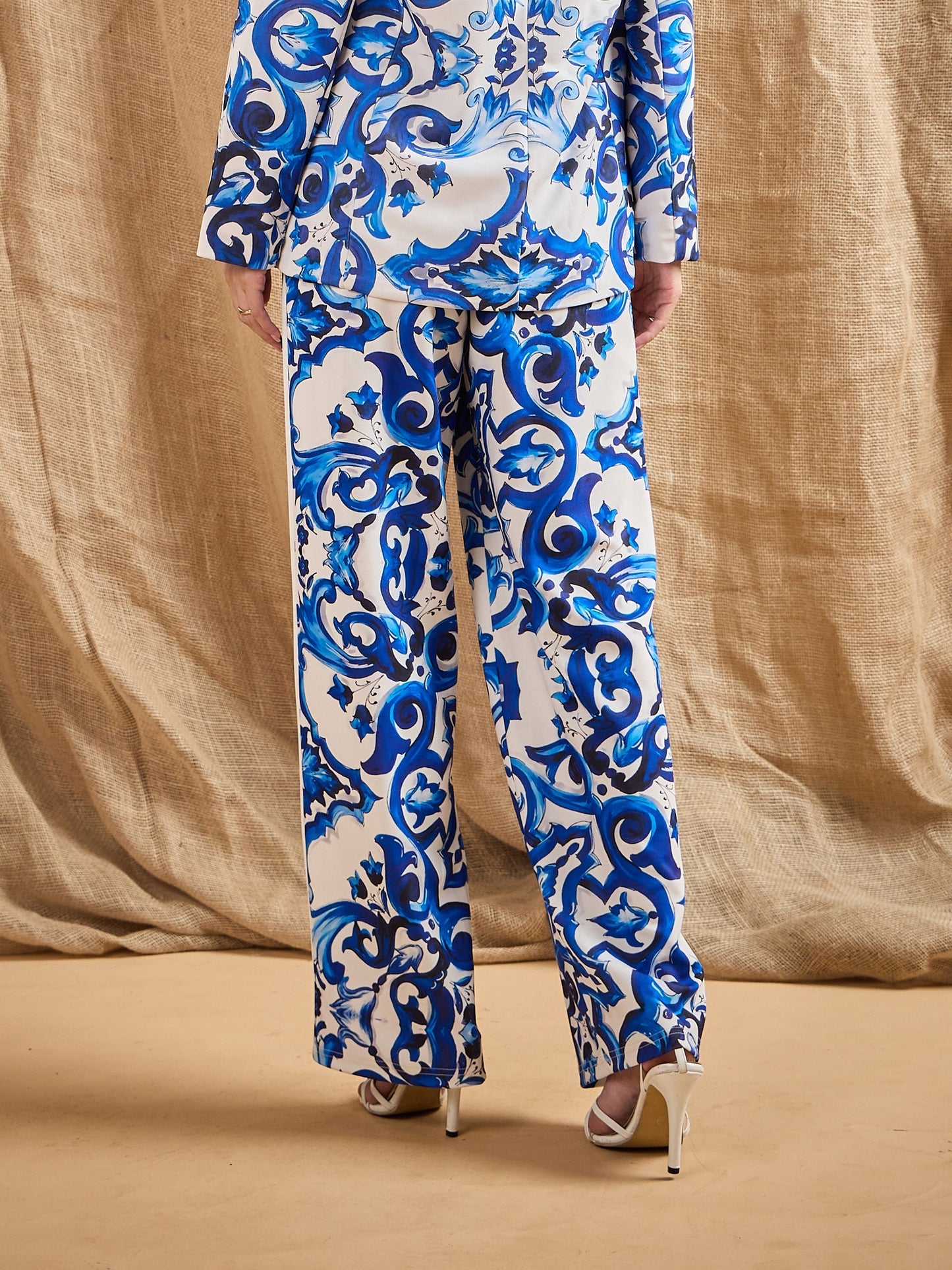 Women's Blue Printed Pant