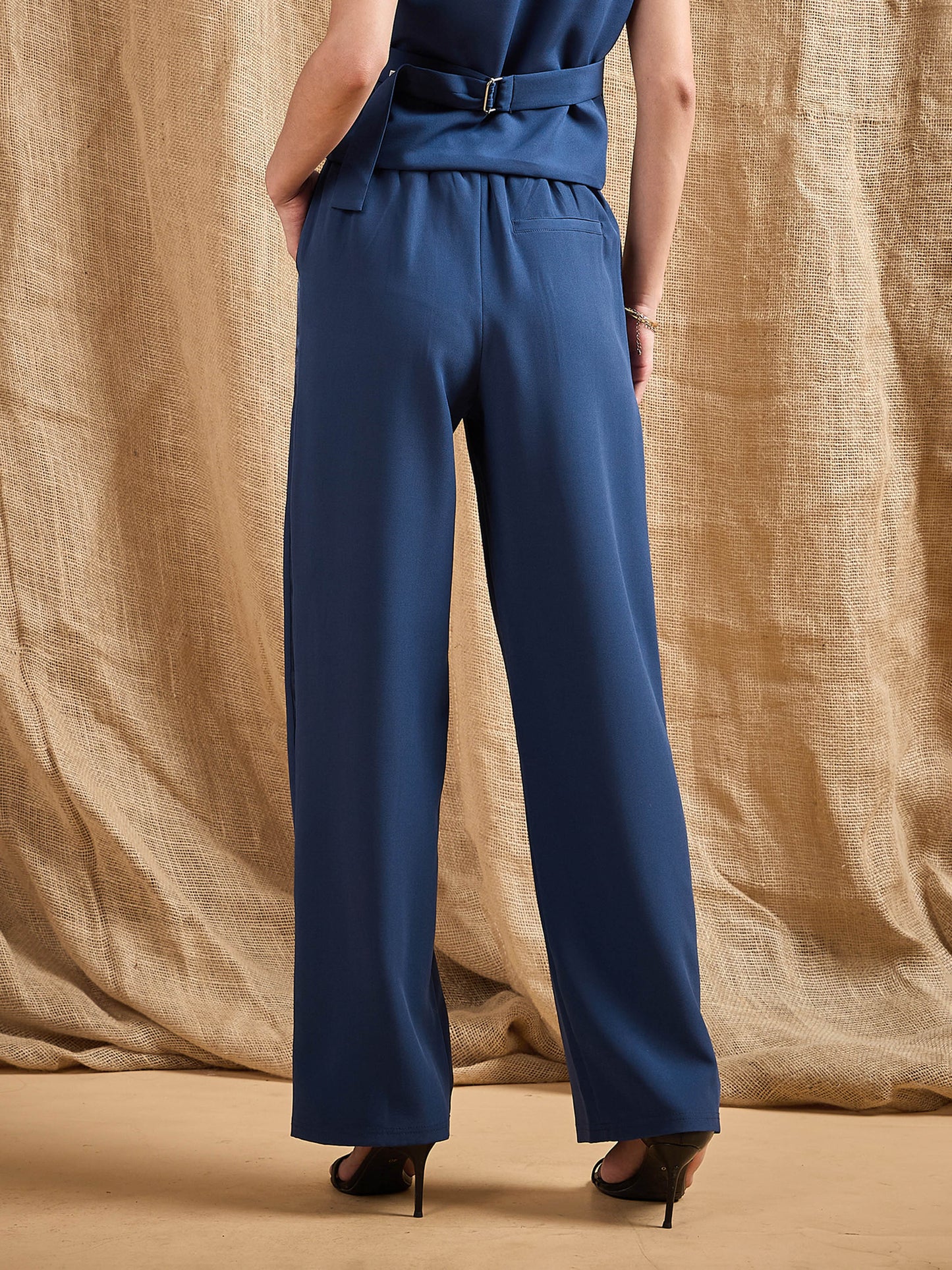 Women's Blue Solid Pant