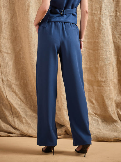 Women's Blue Solid Pant
