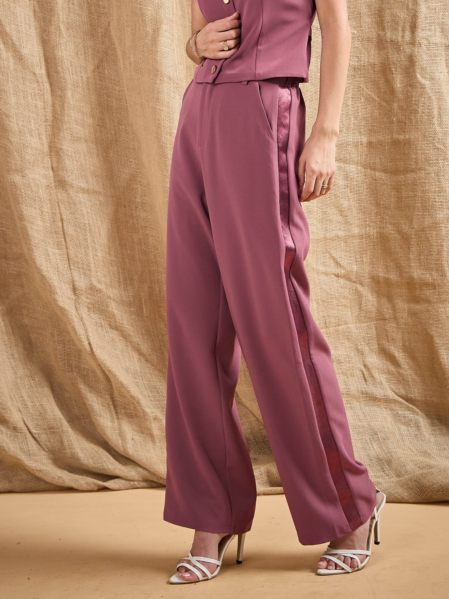 Women's Pink Solid Pant