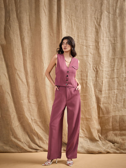 Women's Pink Solid Pant