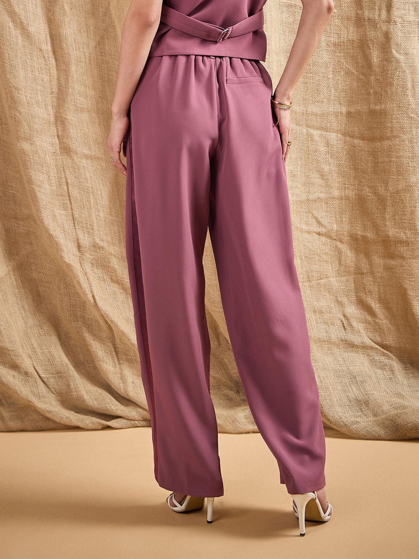 Women's Pink Solid Pant