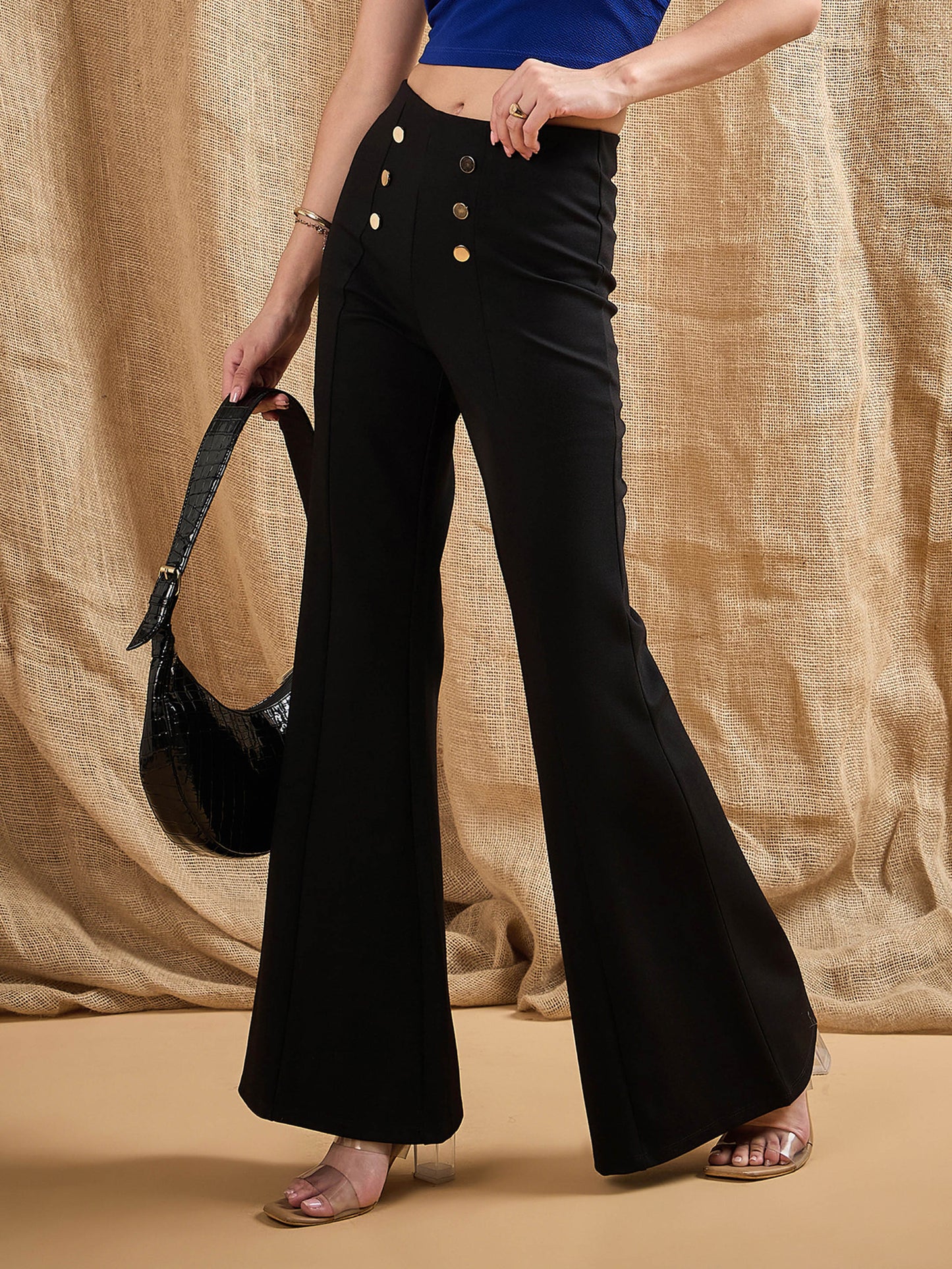 Women's Black Solid Pant