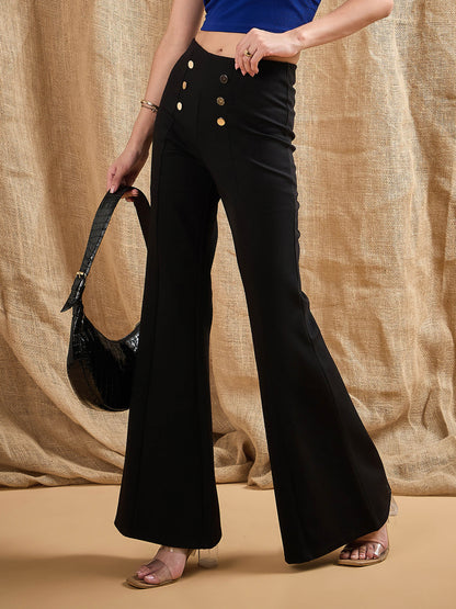 Women's Black Solid Pant