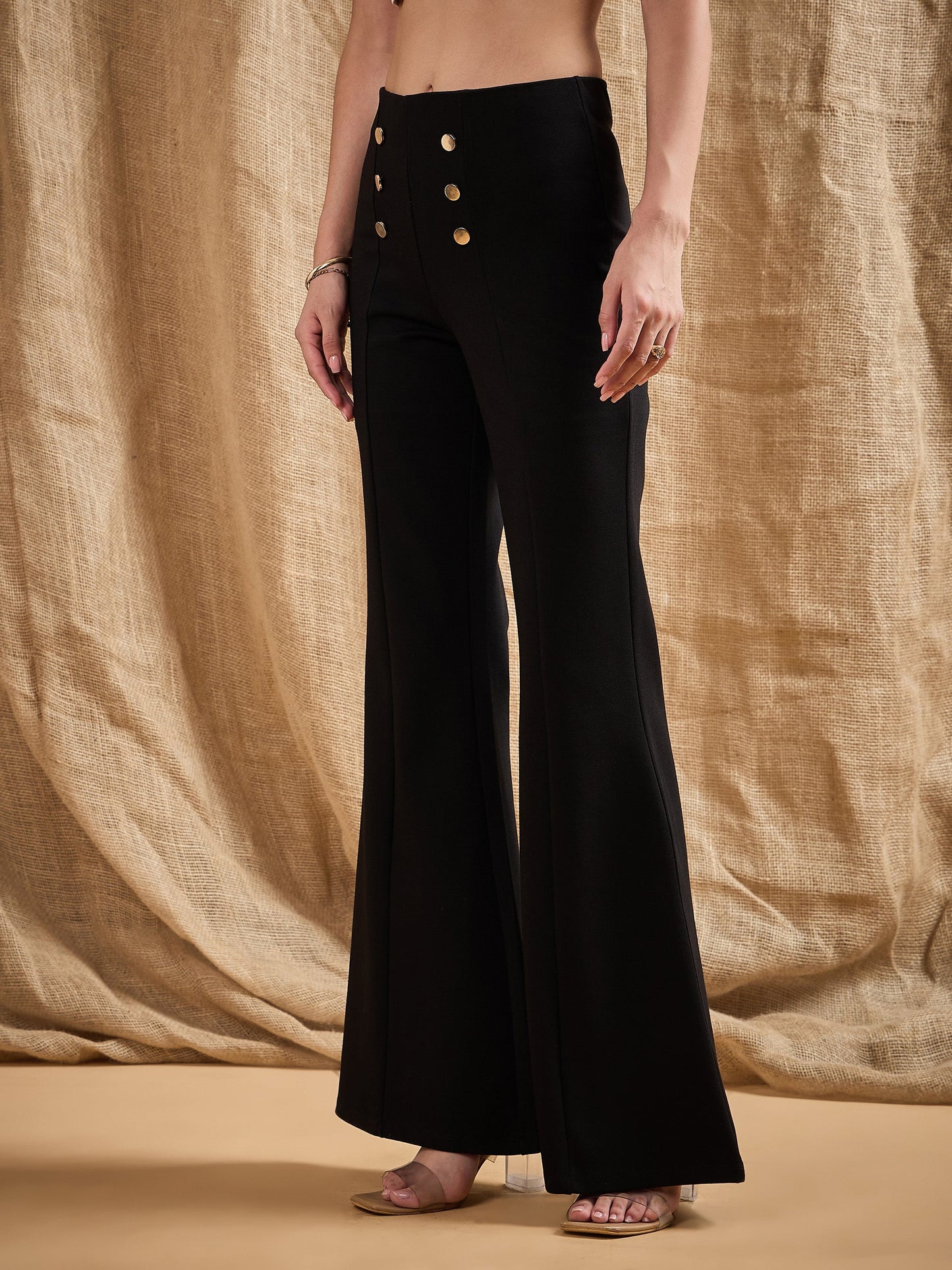 Women's Black Solid Pant