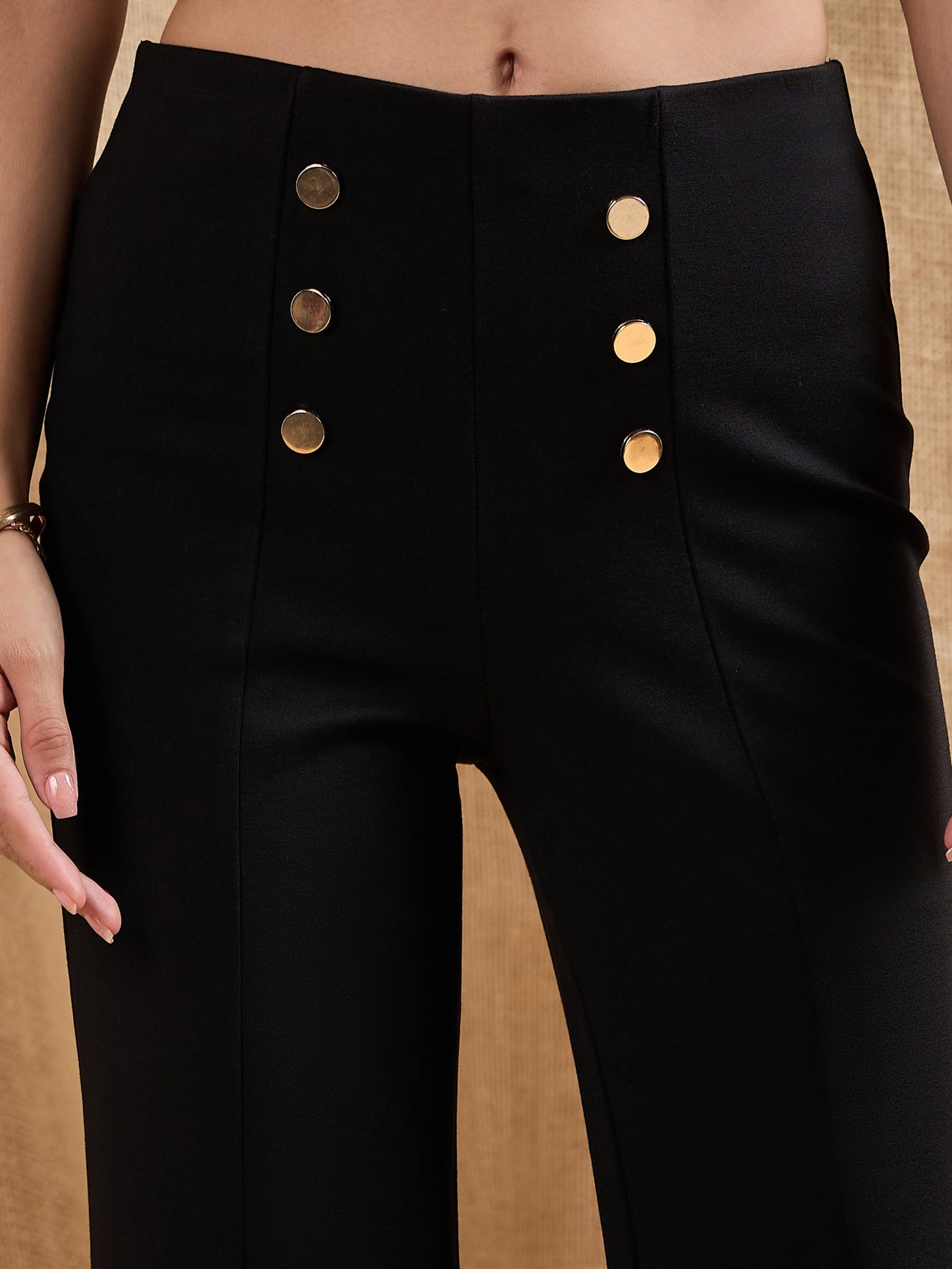 Women's Black Solid Pant