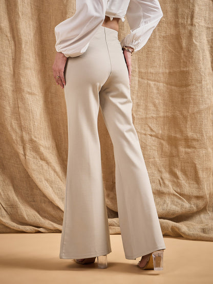 Women's Beige Solid Pant