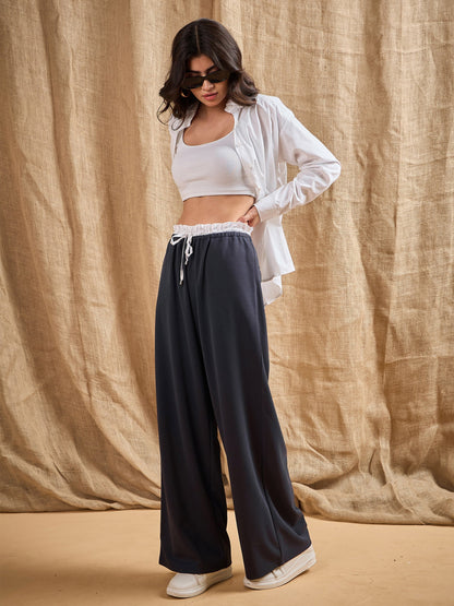 Women's Grey Solid Pant