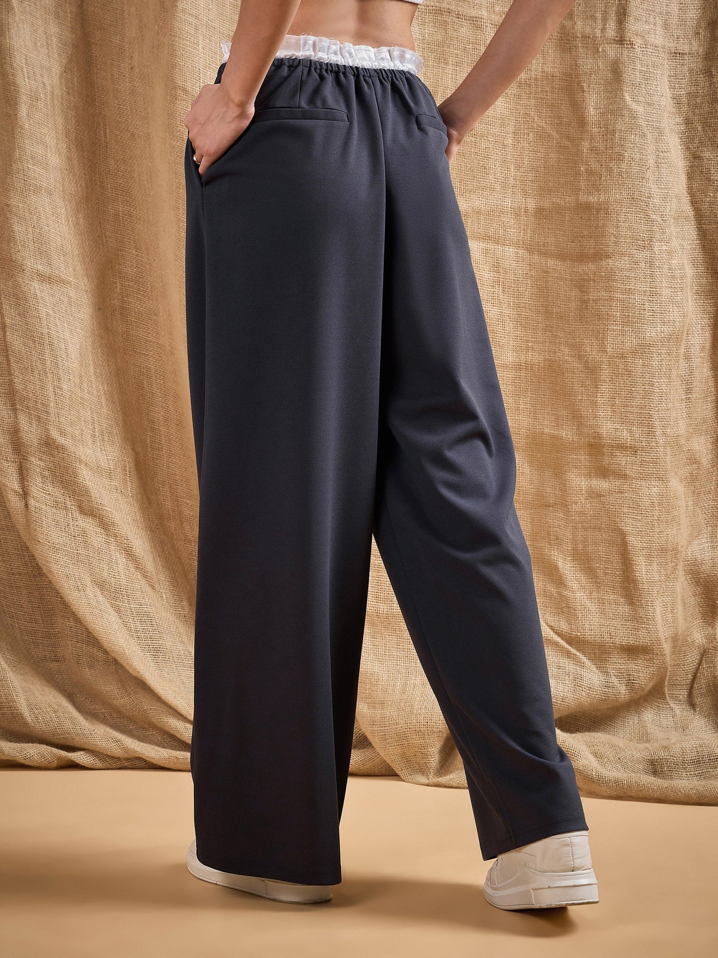 Women's Grey Solid Pant