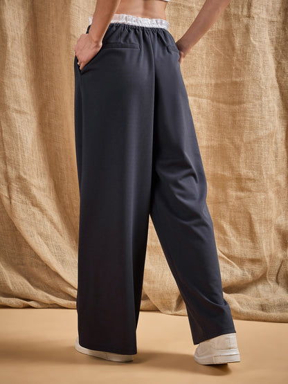 Women's Grey Solid Pant